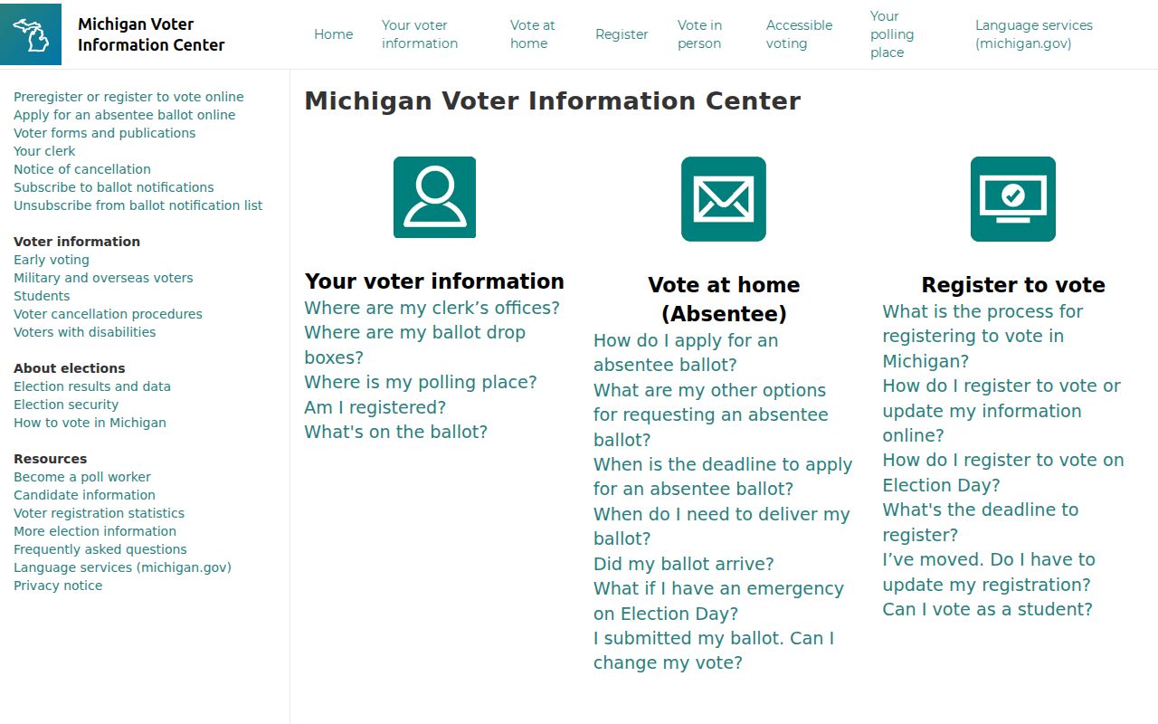 Warren residents directory view of the Michigan voter status and polling lookup page