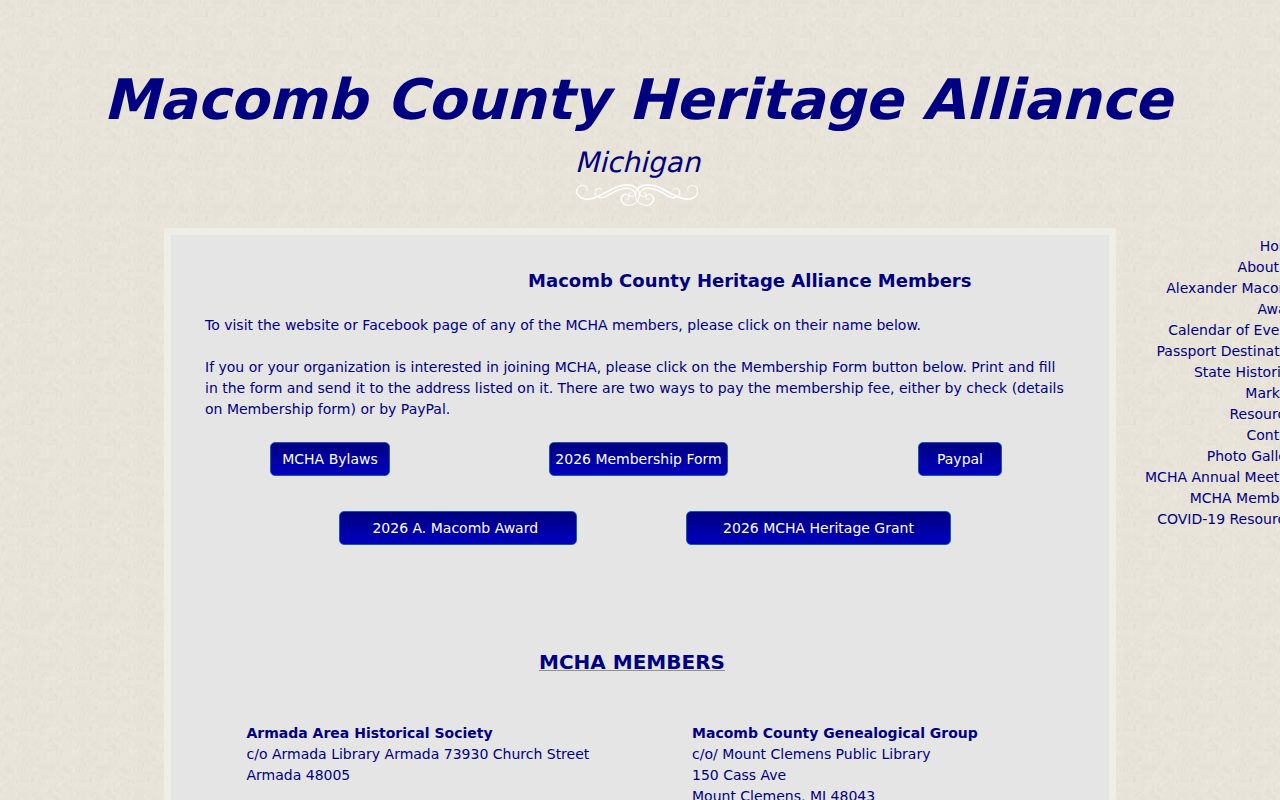 Warren previous residents Macomb heritage archive contacts