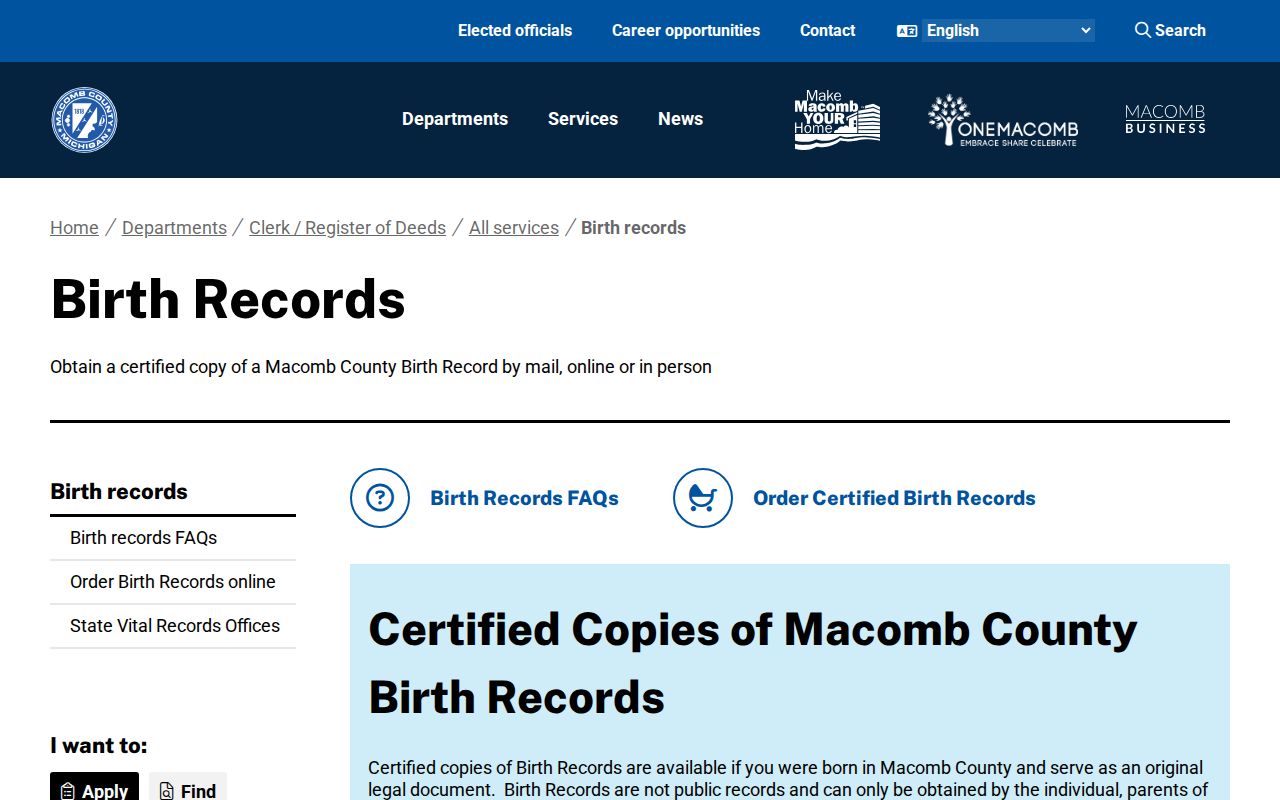Warren resident lookup birth record access rules from Macomb County