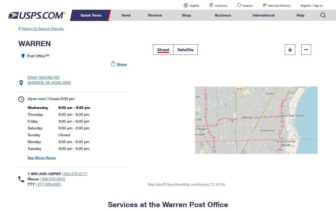 Warren ZIP Code Directory USPS Warren Post Office listing